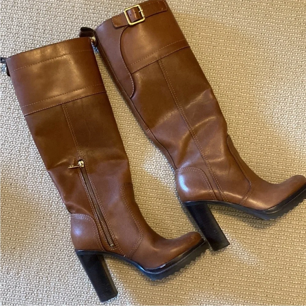 Tory Burch Brown Leather Knee-High Boots Women’s Size 7